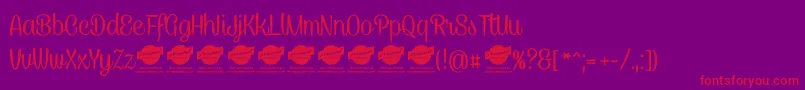 CaneletterscriptPersonaluse-fontti – punaiset fontit violetilla taustalla