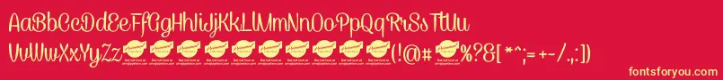 CaneletterscriptPersonaluse Font – Yellow Fonts on Red Background