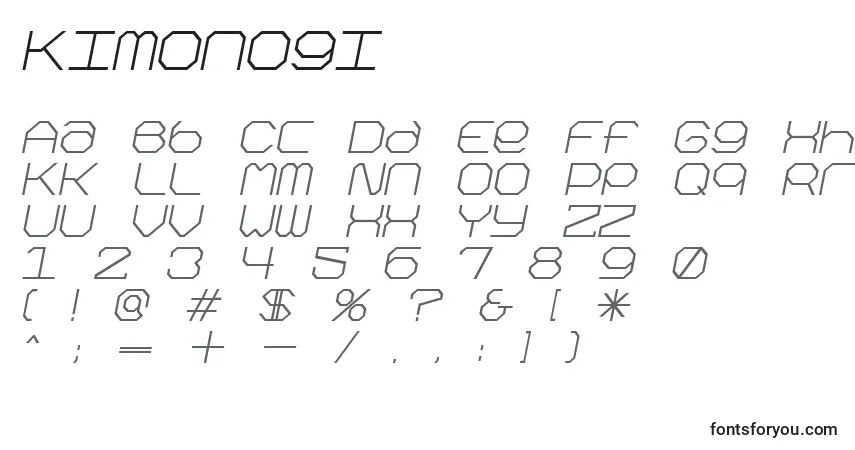 Czcionka Kimonogi – alfabet, cyfry, specjalne znaki