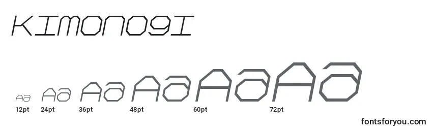 Размеры шрифта Kimonogi