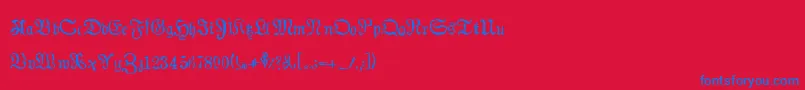 フォントAuldmagick – 赤い背景に青い文字