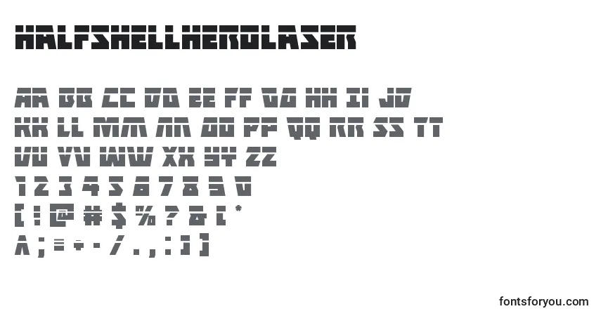 Czcionka Halfshellherolaser – alfabet, cyfry, specjalne znaki