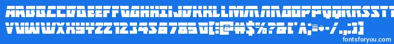Halfshellherolaser-Schriftart – Weiße Schriften auf blauem Hintergrund