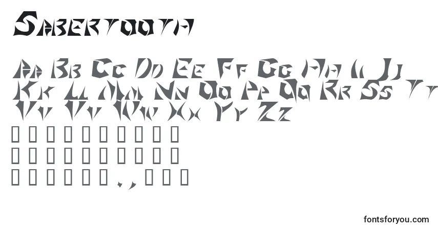 A fonte Sabertooth – alfabeto, números, caracteres especiais