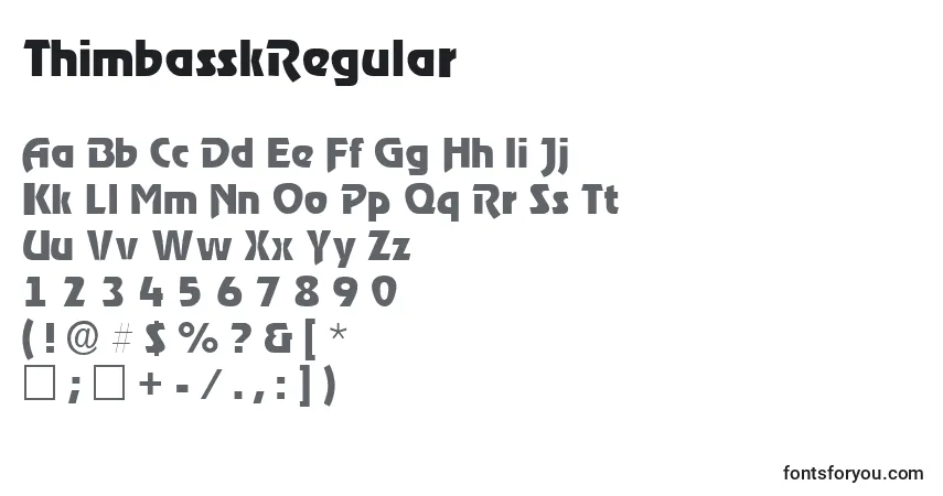 A fonte ThimbasskRegular – alfabeto, números, caracteres especiais