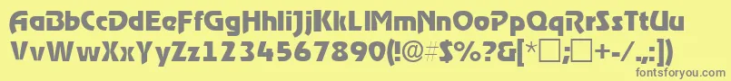 ThimbasskRegular-fontti – harmaat kirjasimet keltaisella taustalla
