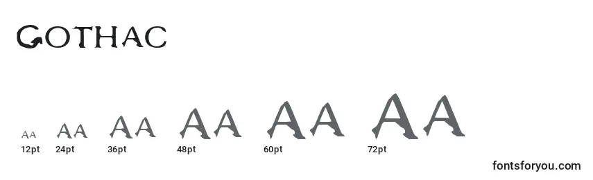 Размеры шрифта Gothac