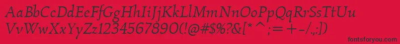 KallositcTtBookitalic-Schriftart – Schwarze Schriften auf rotem Hintergrund