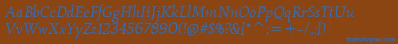 Шрифт KallositcTtBookitalic – синие шрифты на коричневом фоне