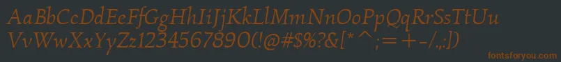 Шрифт KallositcTtBookitalic – коричневые шрифты на чёрном фоне