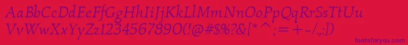KallositcTtBookitalic Font – Purple Fonts on Red Background