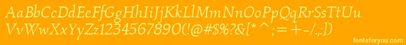 Más sobre la fuente KallositcTtBookitalic fuente KallositcTtBookitalic – Fuentes Amarillas Sobre Fondo Naranja