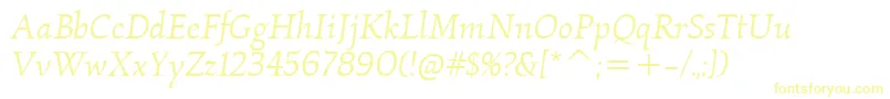 フォントKallositcTtBookitalic – 白い背景に黄色の文字