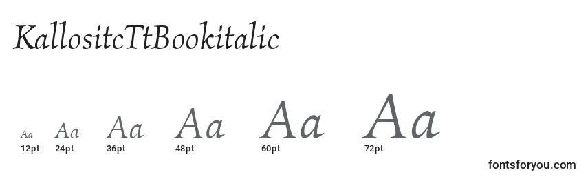 Tamanhos de fonte KallositcTtBookitalic