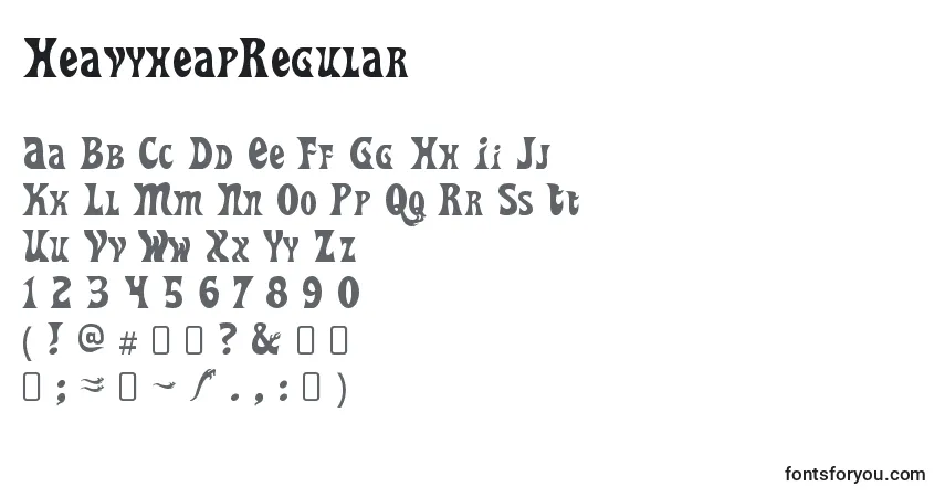 Czcionka HeavyheapRegular – alfabet, cyfry, specjalne znaki