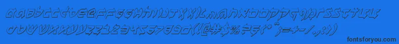 Benzion3Di-Schriftart – Schwarze Schriften auf blauem Hintergrund
