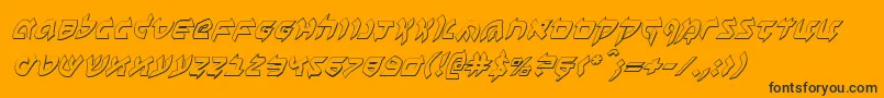 Benzion3Di-Schriftart – Schwarze Schriften auf orangefarbenem Hintergrund