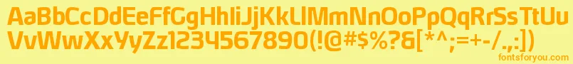 フォントHybreargBold – オレンジの文字が黄色の背景にあります。