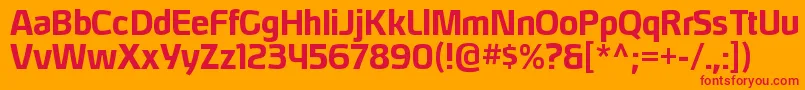 HybreargBold-Schriftart – Rote Schriften auf orangefarbenem Hintergrund