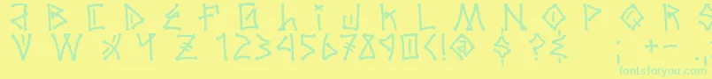 フォントElBarrio11 – 黄色い背景に緑の文字