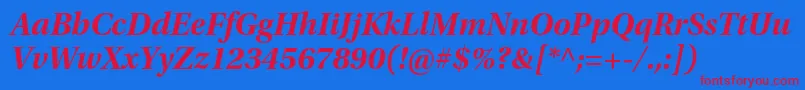 UtopiastdBoldsubhit Font – Red Fonts on Blue Background
