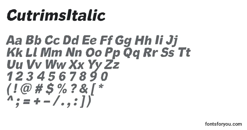 Шрифт CutrimsItalic – алфавит, цифры, специальные символы