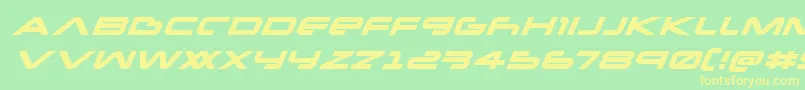 フォントNewmarsexpandital – 黄色の文字が緑の背景にあります