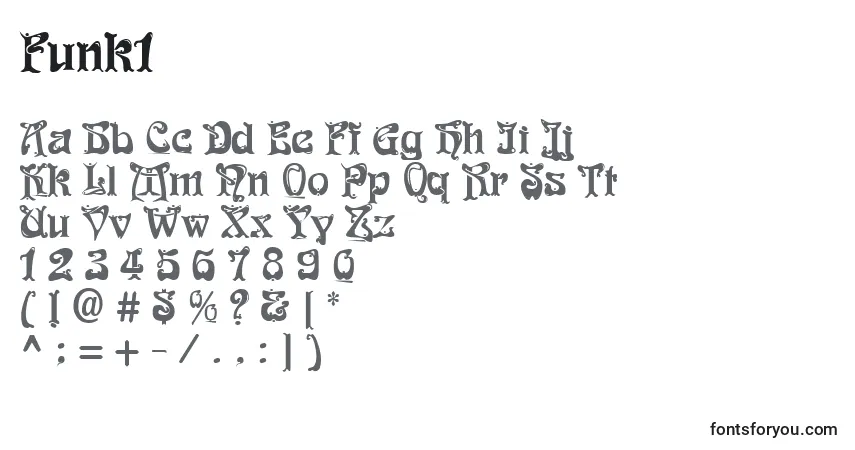 Czcionka Funk1 – alfabet, cyfry, specjalne znaki
