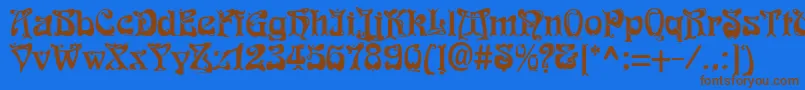 Funk1 Font – Brown Fonts on Blue Background