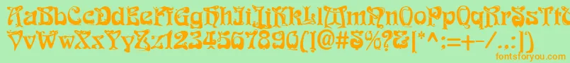 Funk1-Schriftart – Orangefarbene Schriften auf grünem Hintergrund