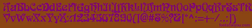 Funk1-Schriftart – Violette Schriften auf braunem Hintergrund
