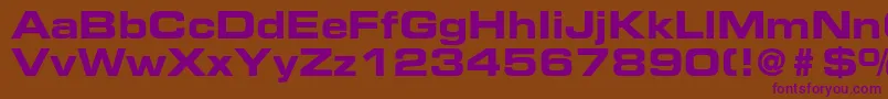 フォントEurostileltstdBoldex2 – 紫色のフォント、茶色の背景
