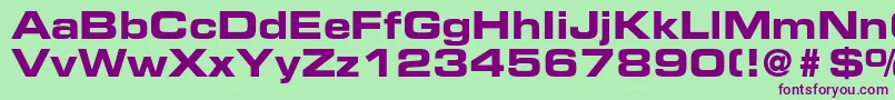 フォントEurostileltstdBoldex2 – 緑の背景に紫のフォント