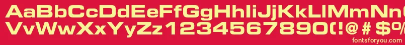 EurostileltstdBoldex2-fontti – keltaiset fontit punaisella taustalla