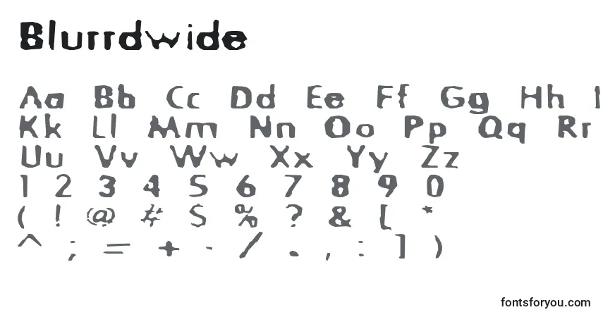 Schriftart Blurrdwide – Alphabet, Zahlen, spezielle Symbole