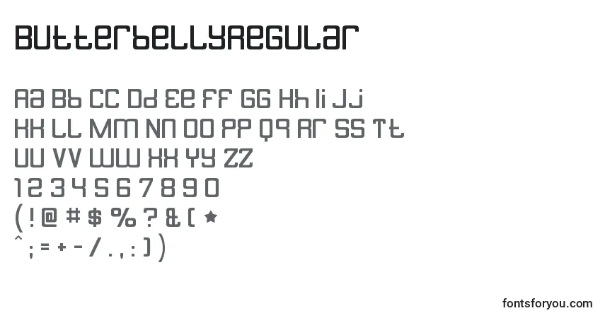 Fuente ButterbellyRegular - alfabeto, números, caracteres especiales
