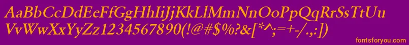 UrwgaramondtmedOblique Font – Orange Fonts on Purple Background