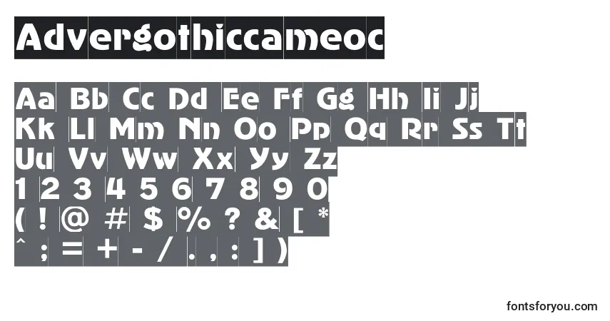 Czcionka Advergothiccameoc – alfabet, cyfry, specjalne znaki