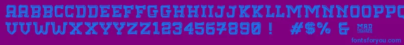 MadCollege Font – Blue Fonts on Purple Background