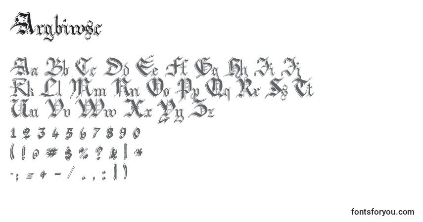 Czcionka Argbiwsc – alfabet, cyfry, specjalne znaki