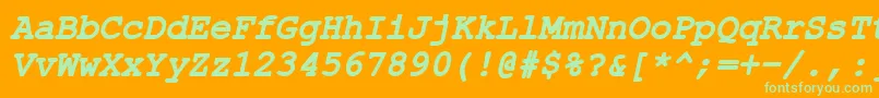 ErKurierMacBoldItalic-Schriftart – Grüne Schriften auf orangefarbenem Hintergrund