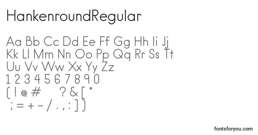 Schriftart HankenroundRegular – Alphabet, Zahlen, spezielle Symbole