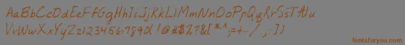 フォントLehn155 – 茶色の文字が灰色の背景にあります。