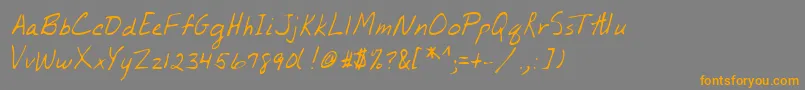 フォントLehn155 – オレンジの文字は灰色の背景にあります。