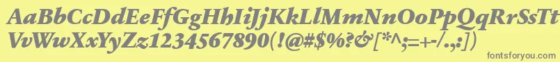 フォントSabonnextLtBlackItalic – 黄色の背景に灰色の文字