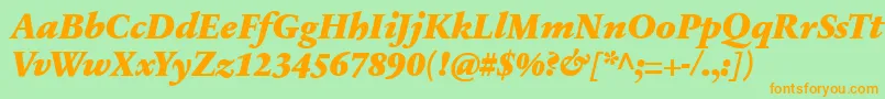 Fonte SabonnextLtBlackItalic – fontes laranjas em um fundo verde