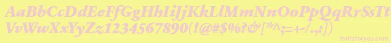 SabonnextLtBlackItalic-Schriftart – Rosa Schriften auf gelbem Hintergrund