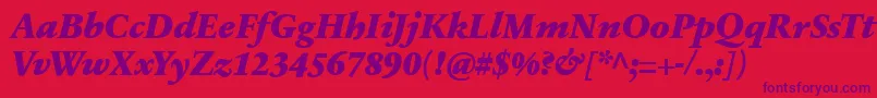 Fonte SabonnextLtBlackItalic – fontes roxas em um fundo vermelho