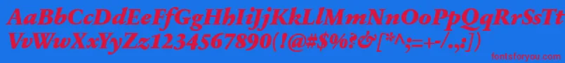 SabonnextLtBlackItalic Font – Red Fonts on Blue Background