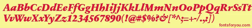 フォントSabonnextLtBlackItalic – 赤い文字の黄色い背景